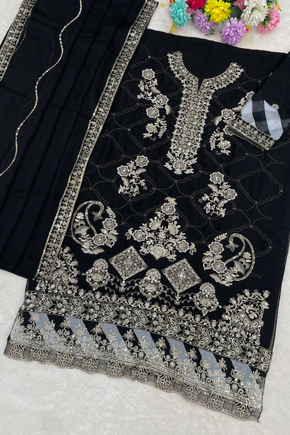 SHAFNUFAB Women's Georgette Ethnic Wear for WomenSemi Stitched PAKISTANI SUIT SF311423