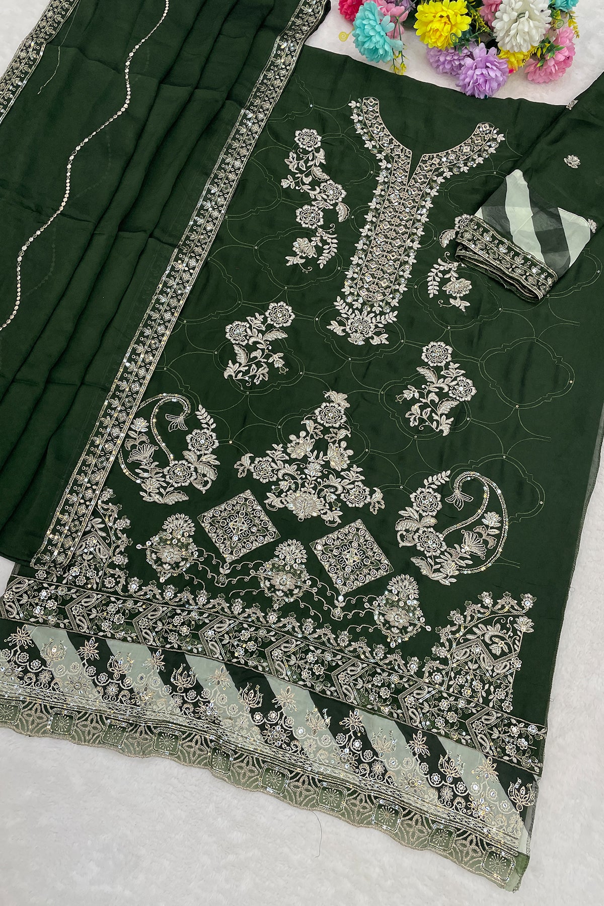 SHAFNUFAB Women's Georgette Ethnic Wear for WomenSemi Stitched PAKISTANI SUIT SF311424