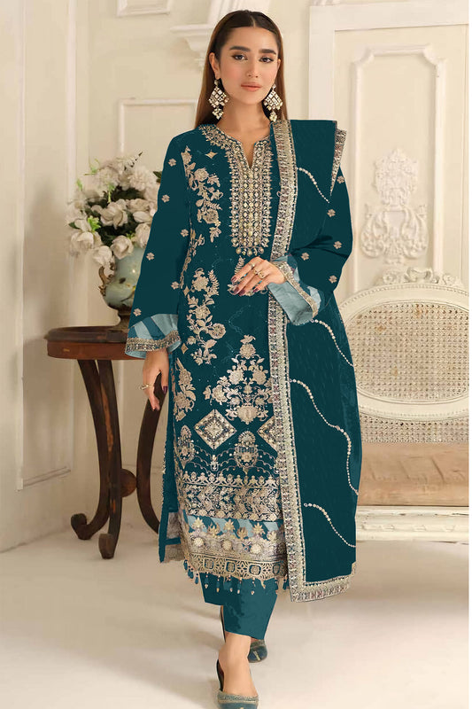SHAFNUFAB Women's Georgette Ethnic Wear for WomenSemi Stitched PAKISTANI SUIT SF311425