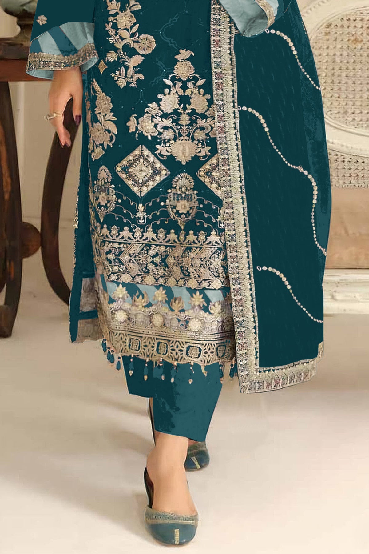 SHAFNUFAB Women's Georgette Ethnic Wear for WomenSemi Stitched PAKISTANI SUIT SF311425
