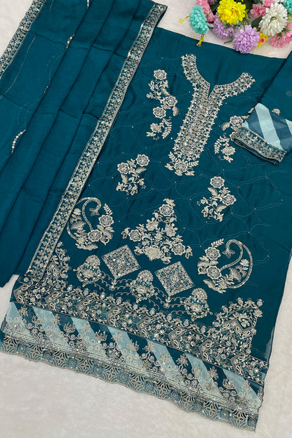 SHAFNUFAB Women's Georgette Ethnic Wear for WomenSemi Stitched PAKISTANI SUIT SF311425