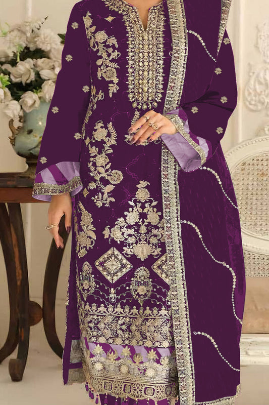 SHAFNUFAB Women's Georgette Ethnic Wear for WomenSemi Stitched PAKISTANI SUIT SF311426
