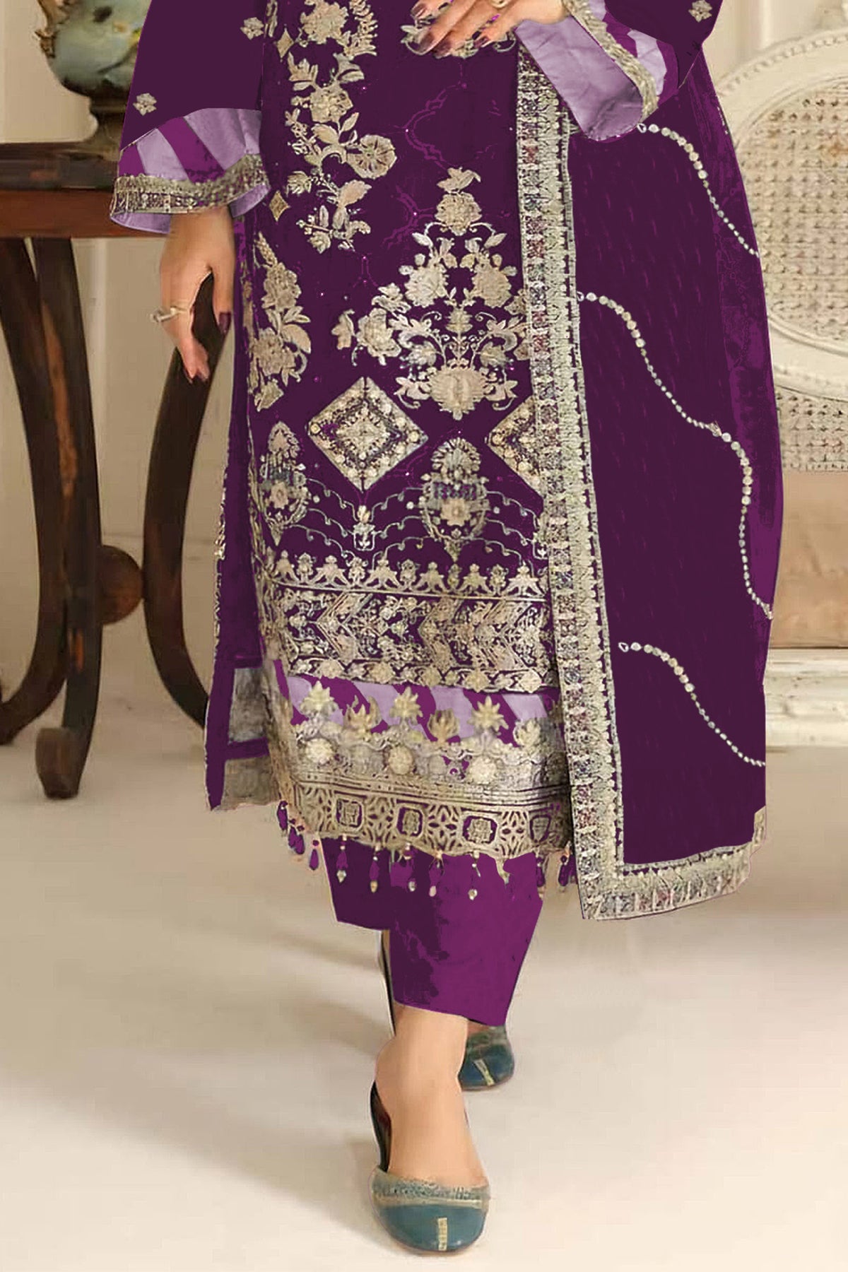SHAFNUFAB Women's Georgette Ethnic Wear for WomenSemi Stitched PAKISTANI SUIT SF311426