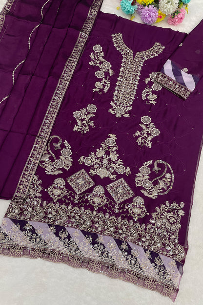 SHAFNUFAB Women's Georgette Ethnic Wear for WomenSemi Stitched PAKISTANI SUIT SF311426