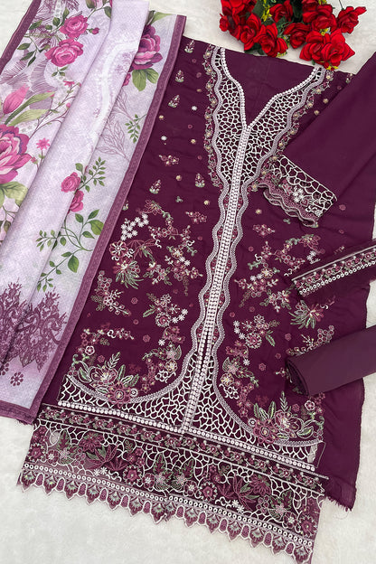 SHAFNUFAB Women's Georgette Ethnic Wear for WomenSemi Stitched PAKISTANI SUIT SF311427