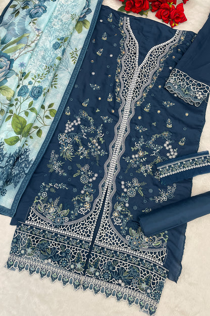 SHAFNUFAB Women's Georgette Ethnic Wear for WomenSemi Stitched sarara Suit  SF311429