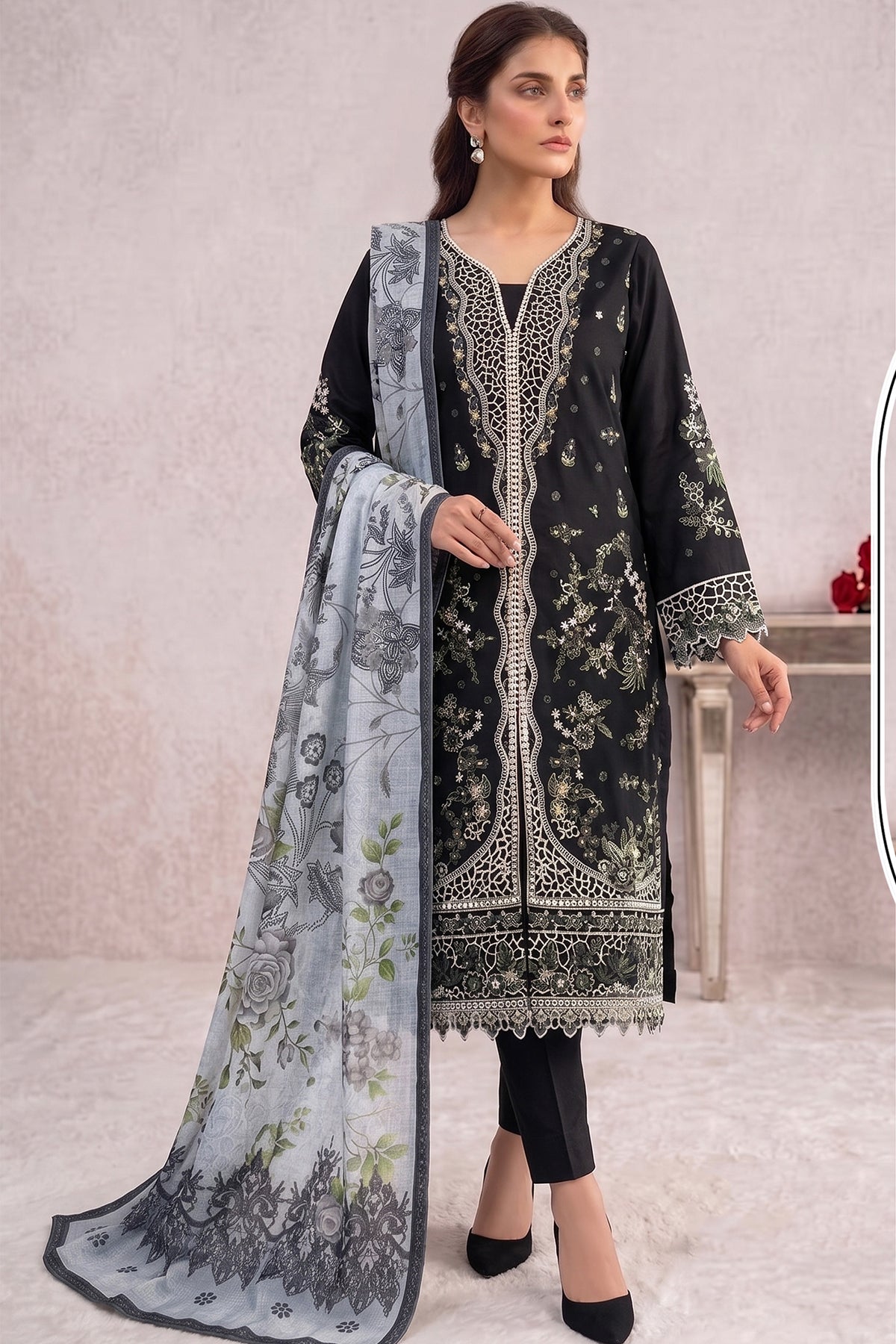 SHAFNUFAB Women's Georgette Ethnic Wear for WomenSemi Stitched sarara Suit  SF311431
