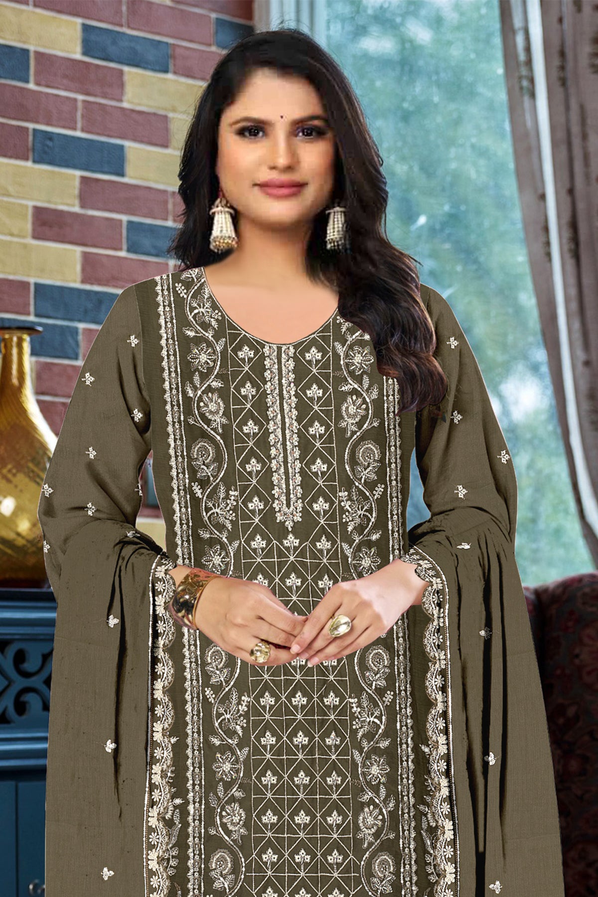 SHAFNUFAB Women's Georgette Ethnic Wear for WomenSemi Stitched sarara Suit  SF311432