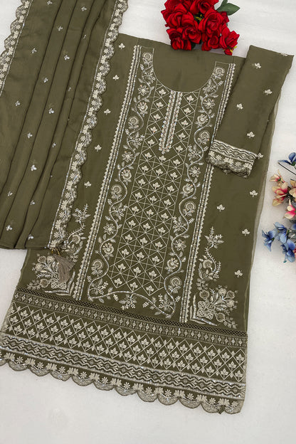 SHAFNUFAB Women's Georgette Ethnic Wear for WomenSemi Stitched sarara Suit  SF311432