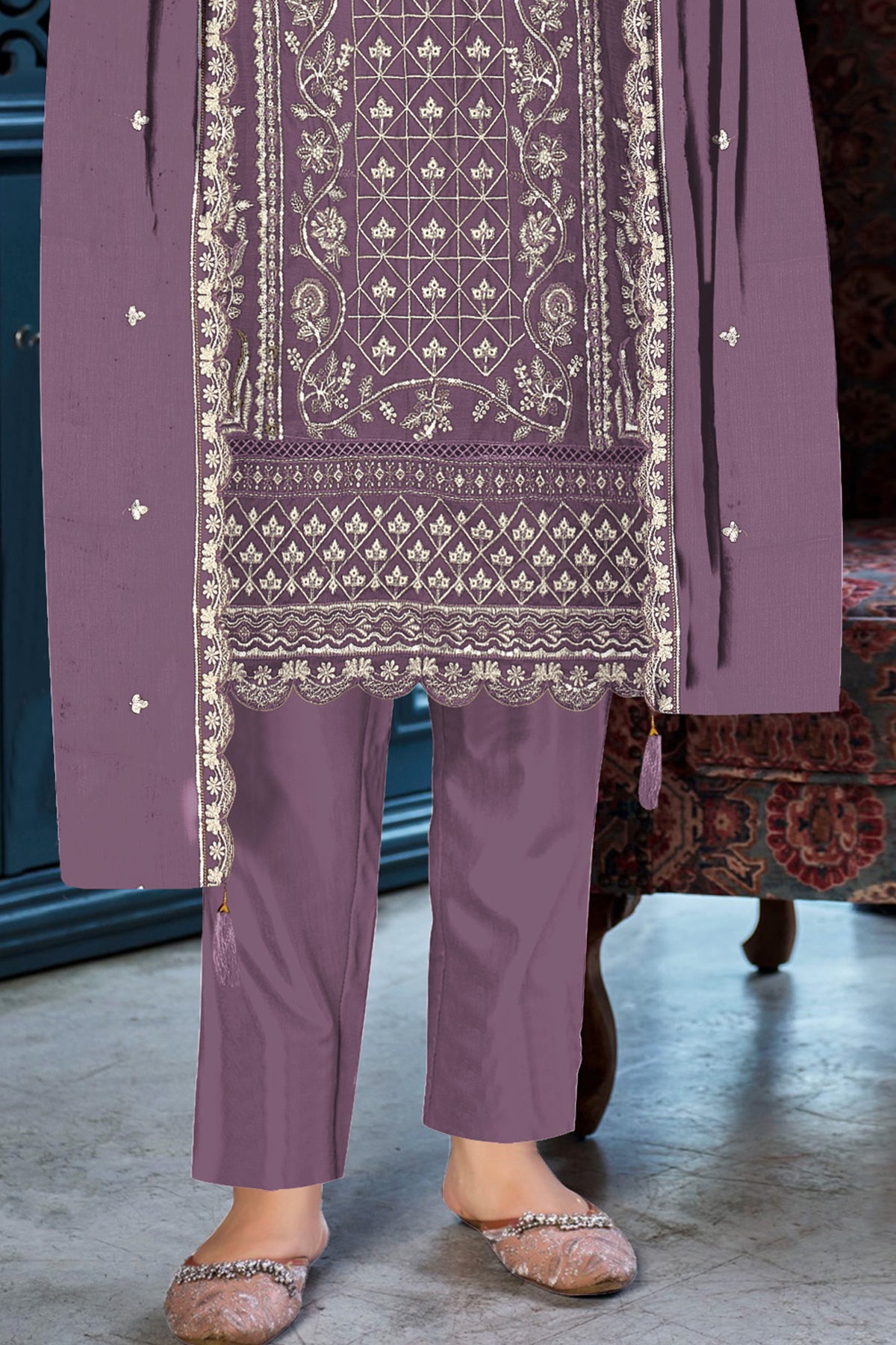 SHAFNUFAB Women's Georgette Ethnic Wear for WomenSemi Stitched sarara Suit  SF311433