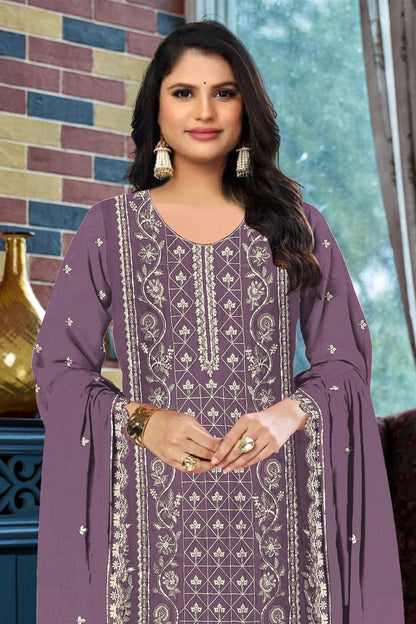 SHAFNUFAB Women's Georgette Ethnic Wear for WomenSemi Stitched sarara Suit  SF311433