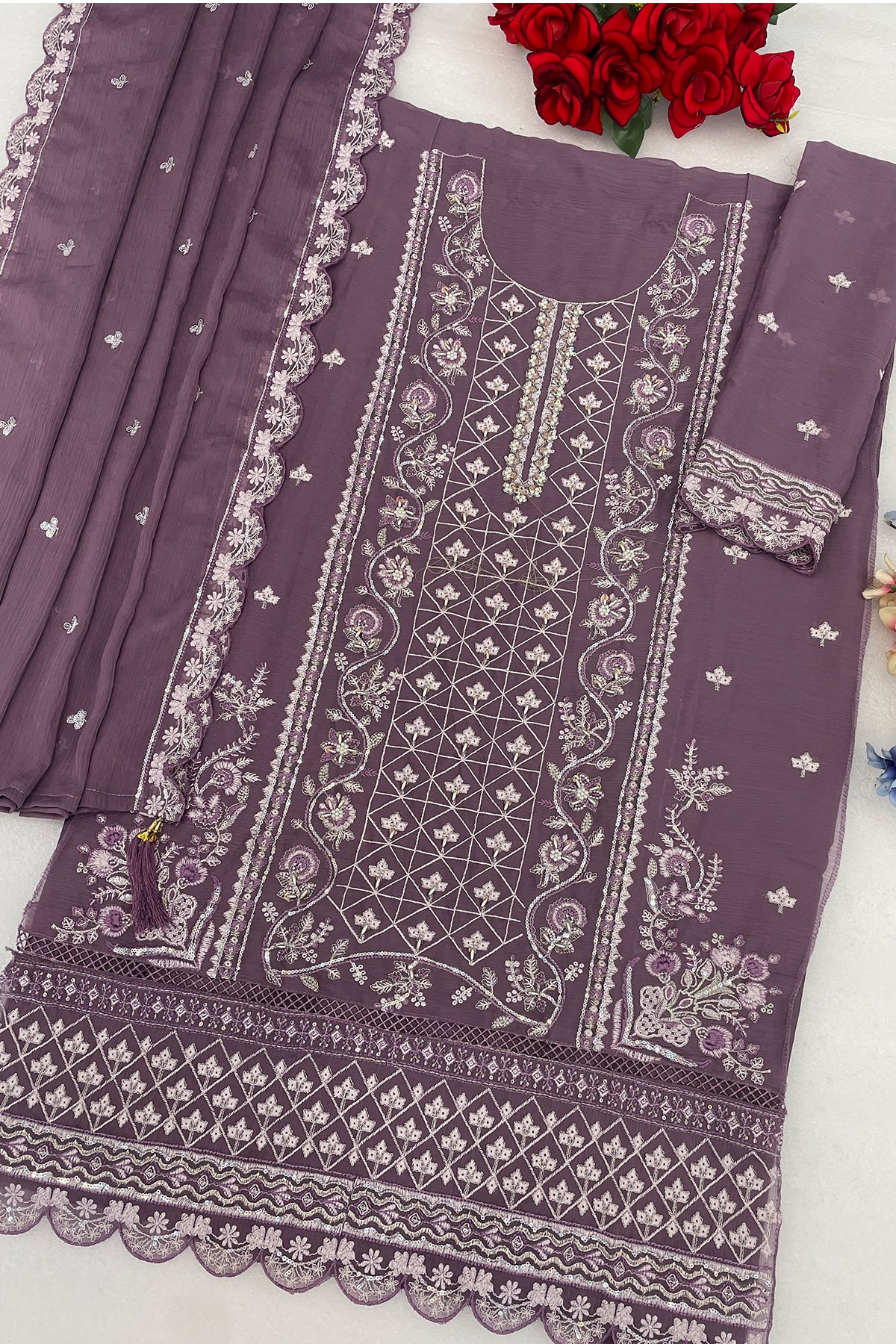 SHAFNUFAB Women's Georgette Ethnic Wear for WomenSemi Stitched sarara Suit  SF311433