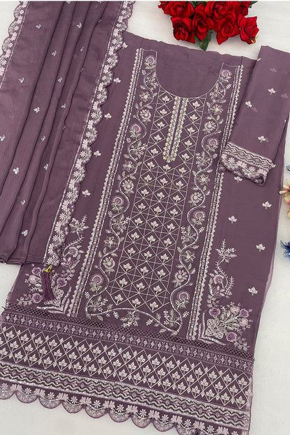 SHAFNUFAB Women's Georgette Ethnic Wear for WomenSemi Stitched sarara Suit  SF311433