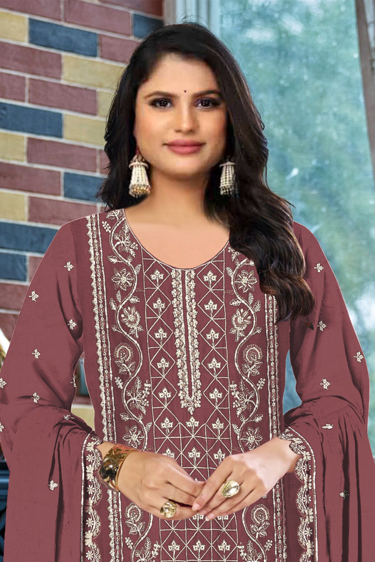 SHAFNUFAB Women's Georgette Ethnic Wear for WomenSemi Stitched sarara Suit  SF311434