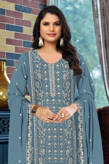 SHAFNUFAB Women's Georgette Ethnic Wear for WomenSemi Stitched sarara Suit  SF311435