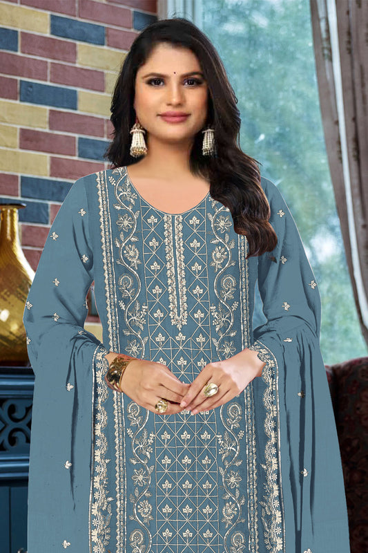 SHAFNUFAB Women's Georgette Ethnic Wear for WomenSemi Stitched sarara Suit  SF311435