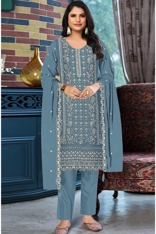 SHAFNUFAB Women's Georgette Ethnic Wear for WomenSemi Stitched sarara Suit  SF311435