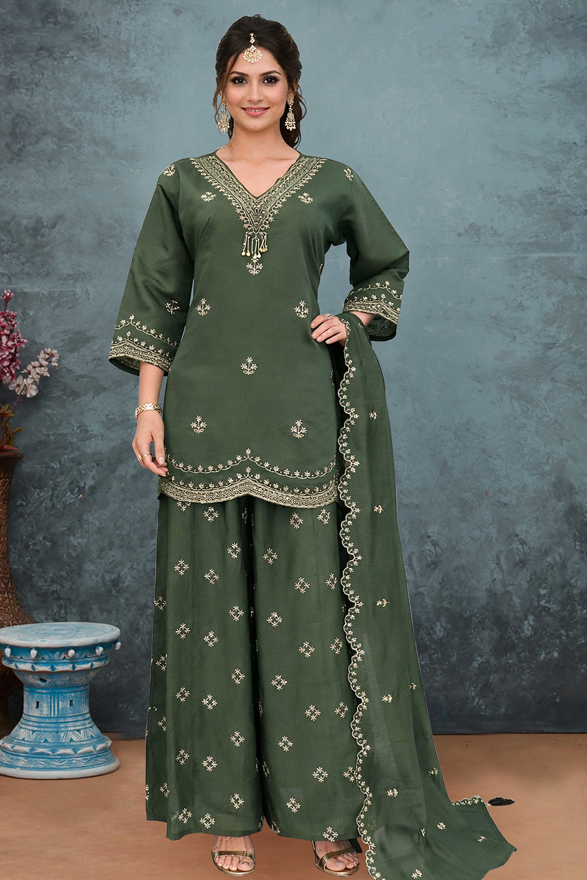 SHAFNUFAB Women's Georgette Ethnic Wear for WomenSemi Stitched sarara Suit  SF311436