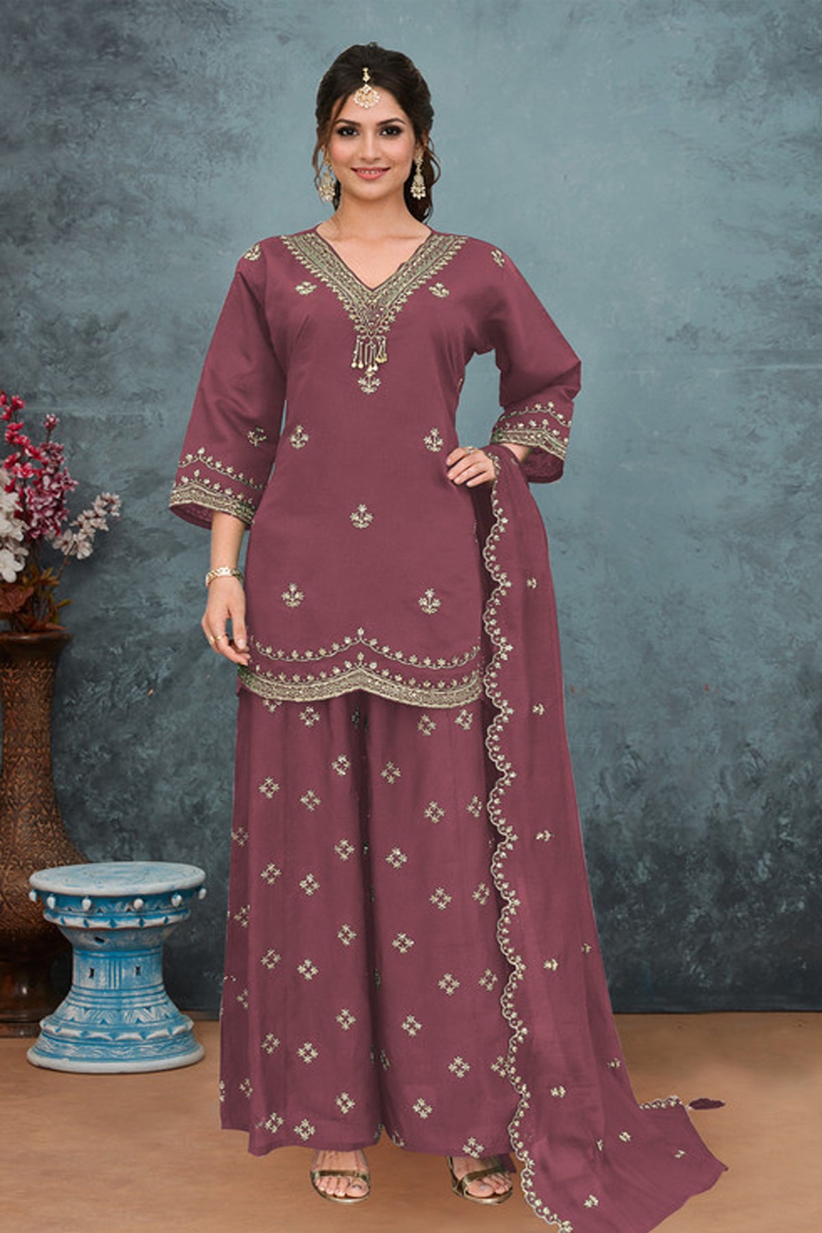 SHAFNUFAB Women's Georgette Ethnic Wear for WomenSemi Stitched sarara Suit  SF311437