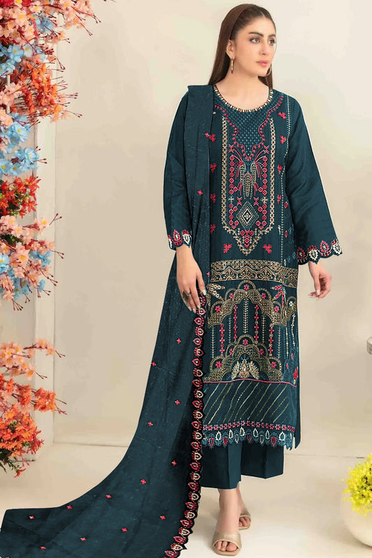 SHAFNUFAB Women's Georgette Ethnic Wear for WomenSemi Stitched sarara Suit Pakistani Suit  SF311438