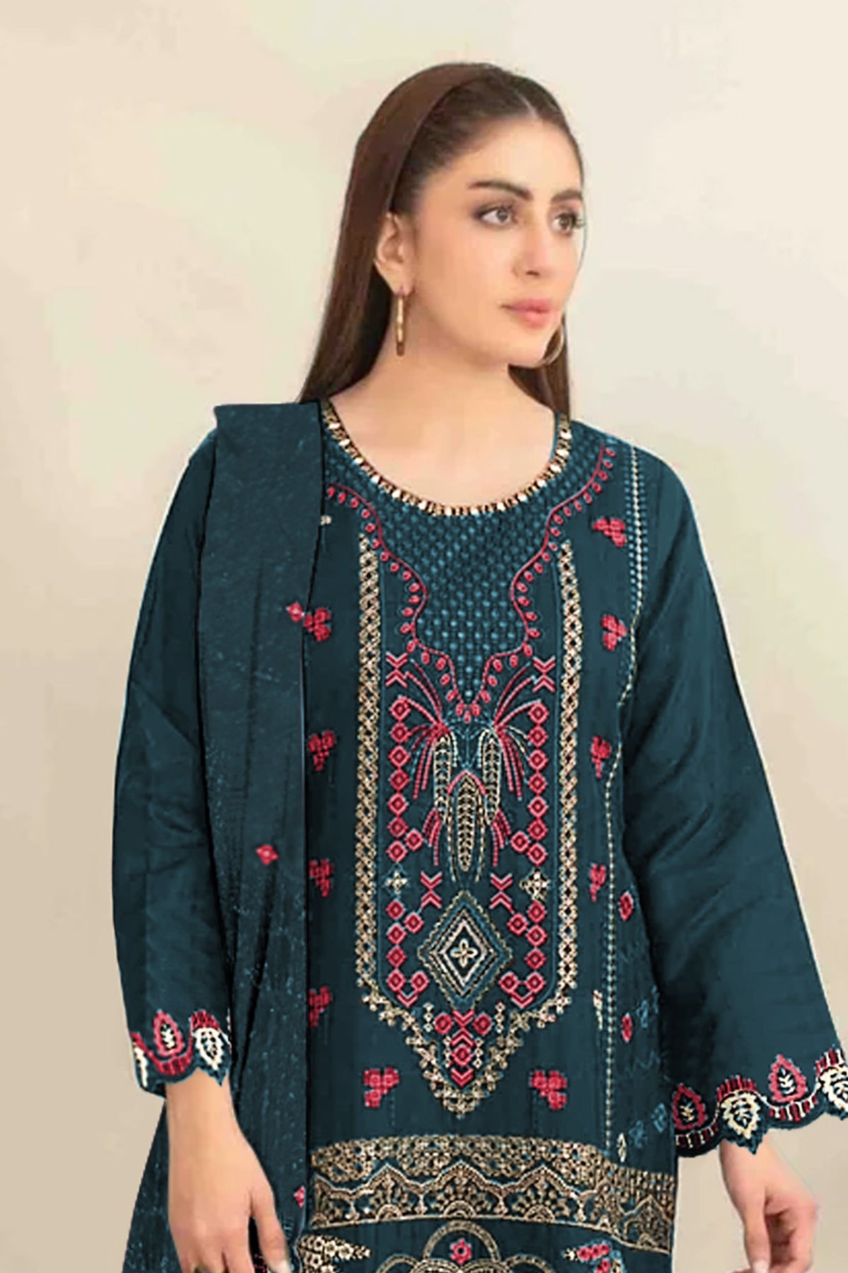 SHAFNUFAB Women's Georgette Ethnic Wear for WomenSemi Stitched sarara Suit Pakistani Suit  SF311438