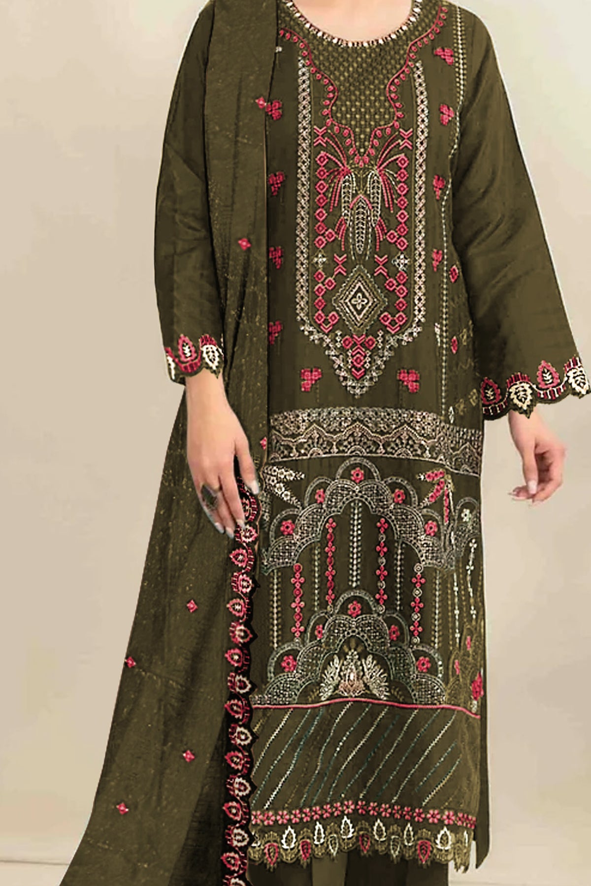 SHAFNUFAB Women's Georgette Ethnic Wear for WomenSemi Stitched sarara Suit Pakistani Suit  SF311439