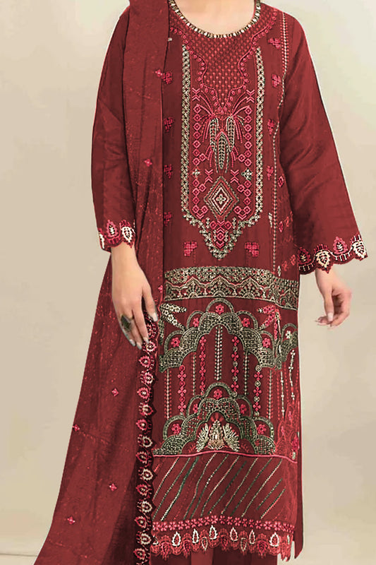 SHAFNUFAB Women's Georgette Ethnic Wear for WomenSemi Stitched sarara Suit Pakistani Suit  SF311440
