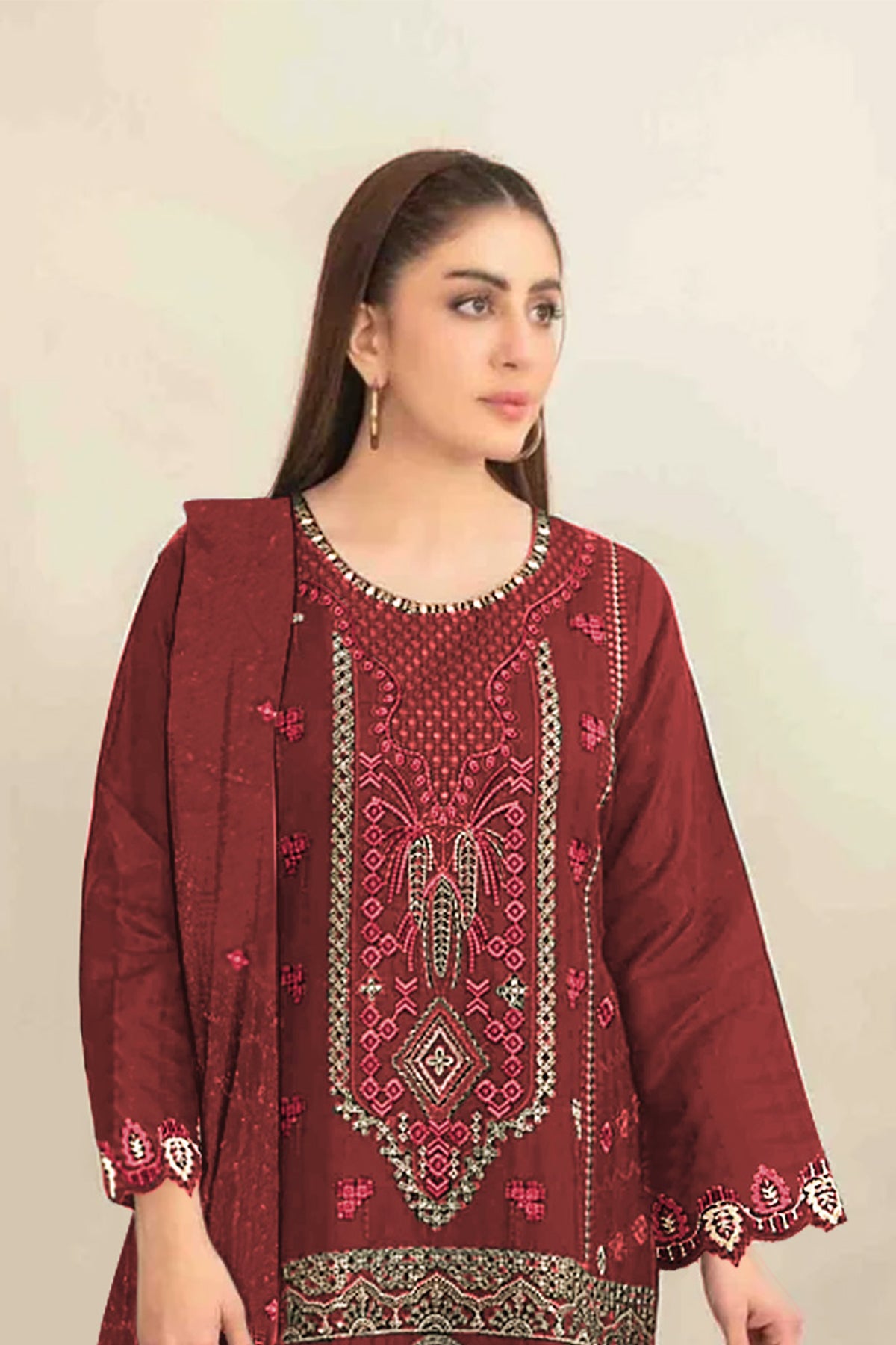 SHAFNUFAB Women's Georgette Ethnic Wear for WomenSemi Stitched sarara Suit Pakistani Suit  SF311440