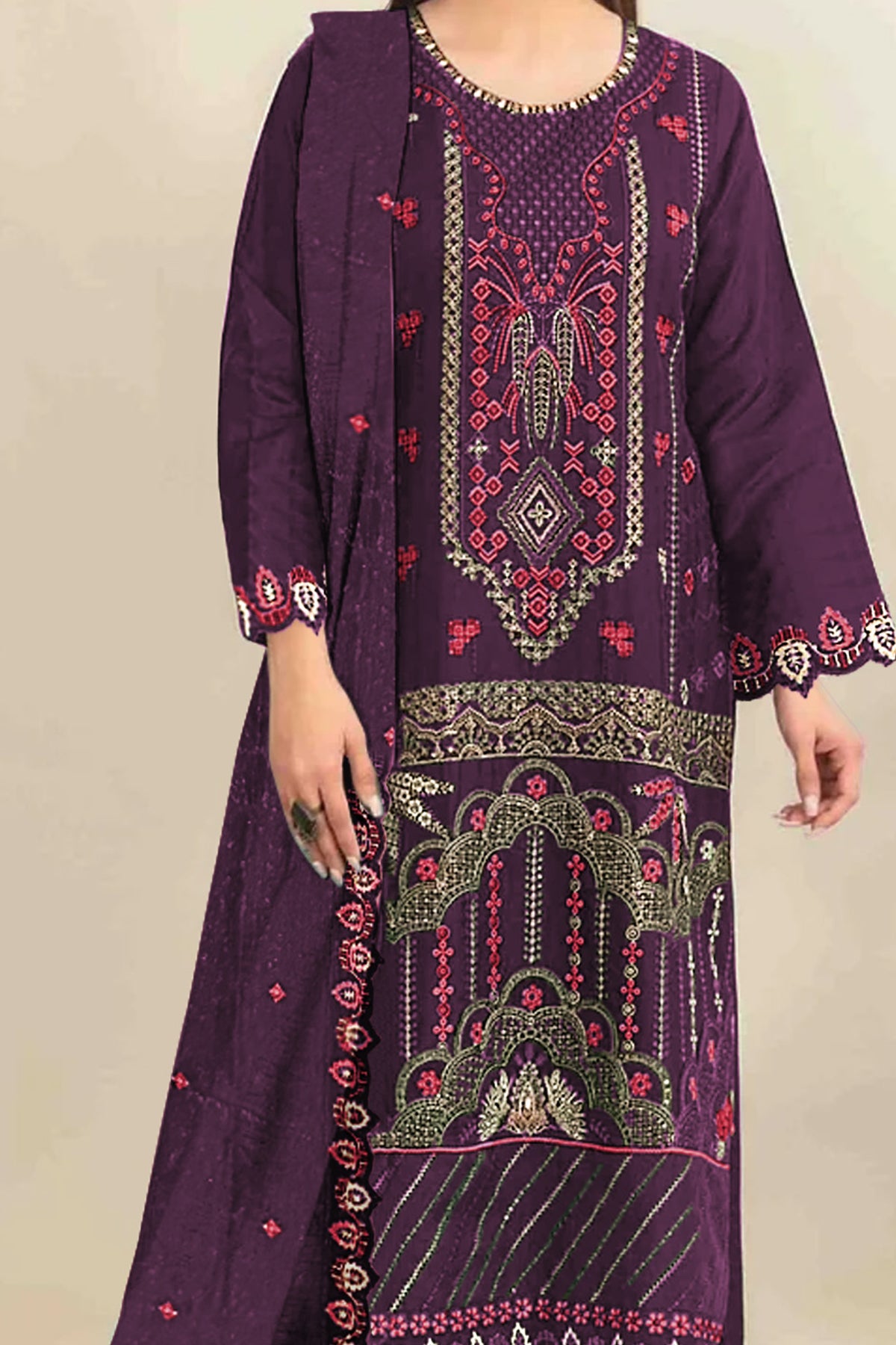 SHAFNUFAB Women's Georgette Ethnic Wear for WomenSemi Stitched sarara Suit Pakistani Suit  SF311441