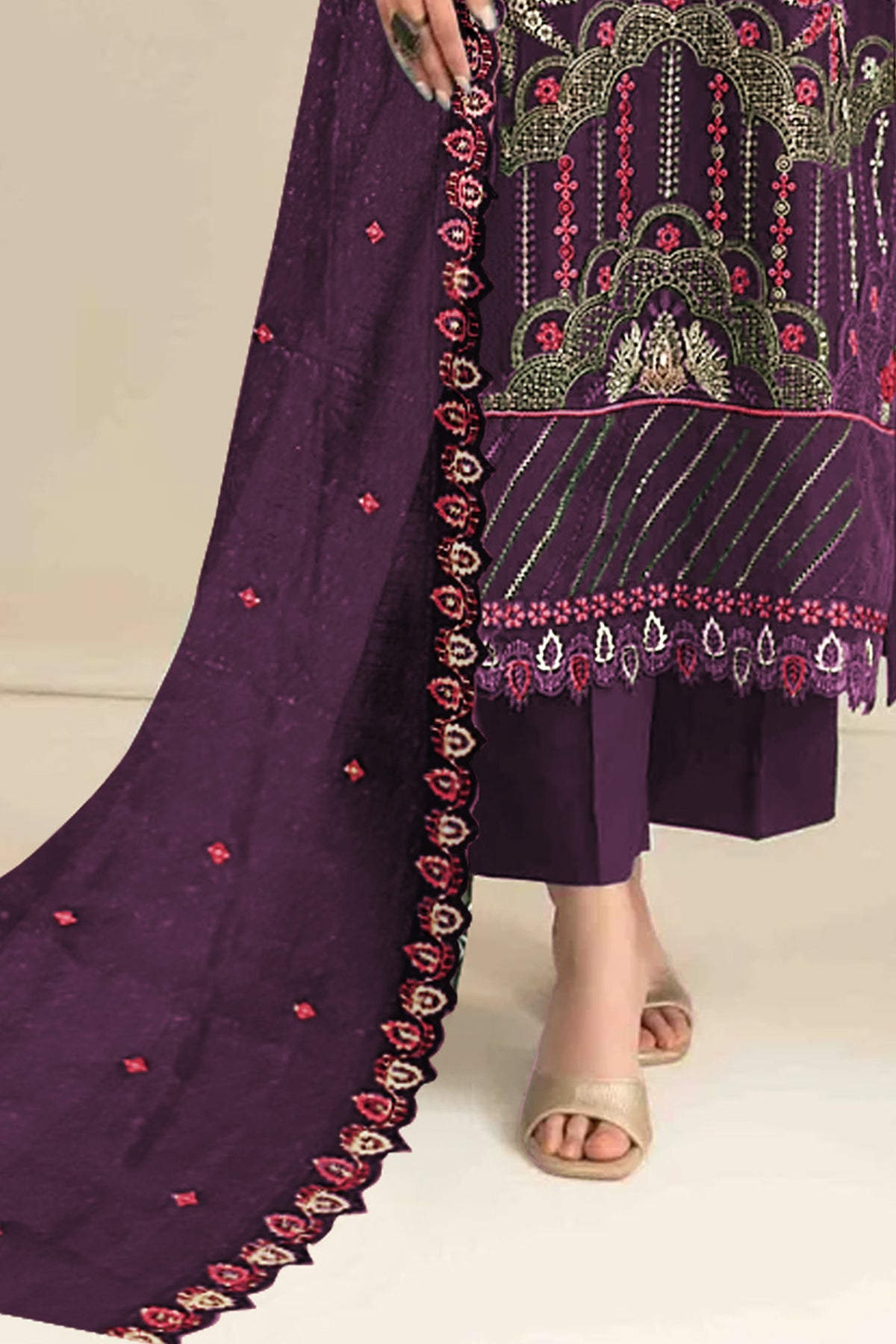 SHAFNUFAB Women's Georgette Ethnic Wear for WomenSemi Stitched sarara Suit Pakistani Suit  SF311441
