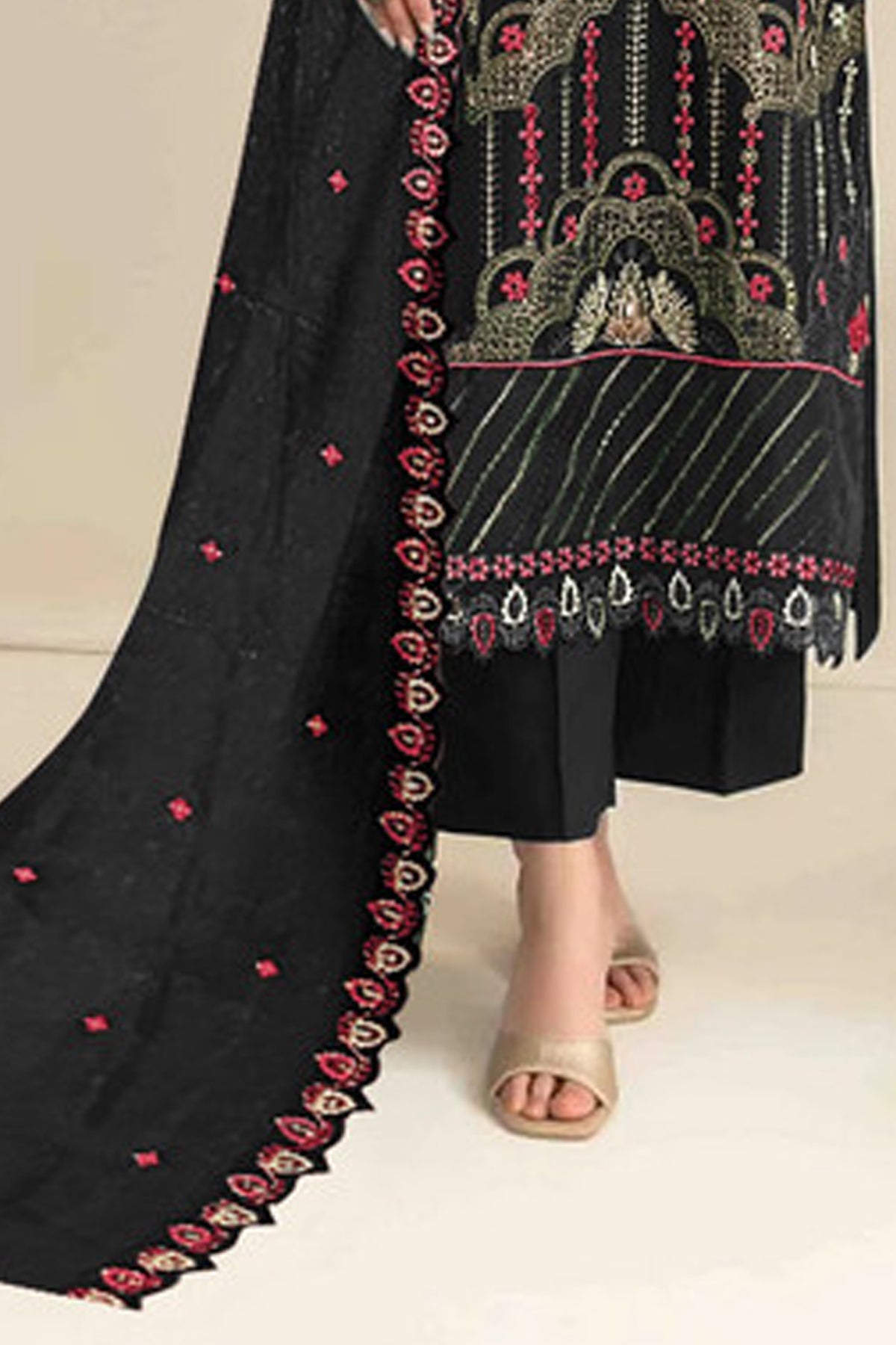 SHAFNUFAB Women's Georgette Ethnic Wear for WomenSemi Stitched sarara Suit Pakistani Suit  SF311442