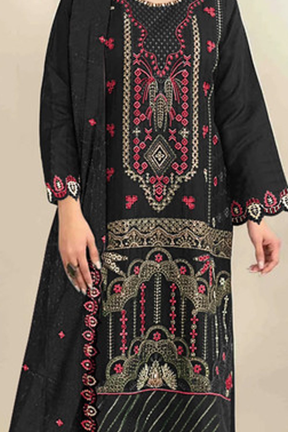 SHAFNUFAB Women's Georgette Ethnic Wear for WomenSemi Stitched sarara Suit Pakistani Suit  SF311442