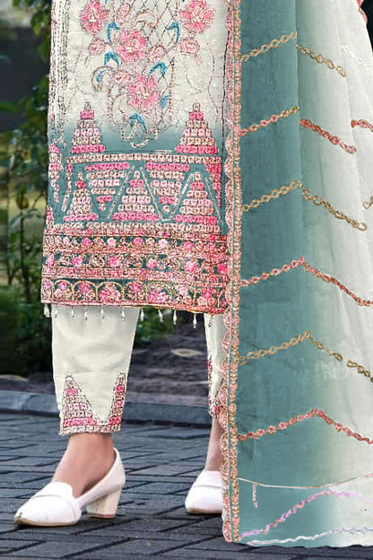SHAFNUFAB Women's Georgette Ethnic Wear for WomenSemi Stitched sarara Suit Pakistani Suit  SF311443