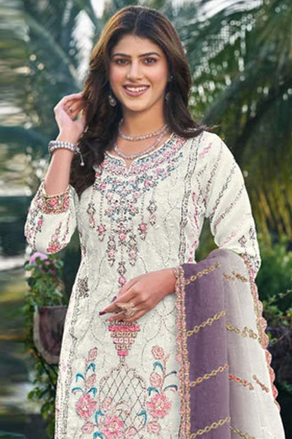 SHAFNUFAB Women's Georgette Ethnic Wear for WomenSemi Stitched sarara Suit Pakistani Suit  SF311444