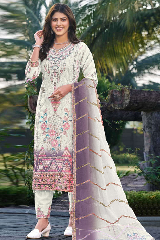 SHAFNUFAB Women's Georgette Ethnic Wear for WomenSemi Stitched sarara Suit Pakistani Suit  SF311444