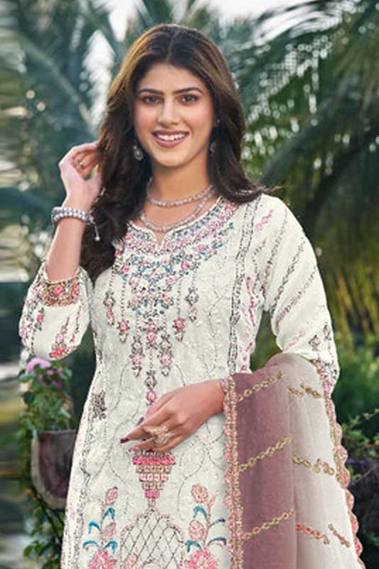 SHAFNUFAB Women's Georgette Ethnic Wear for WomenSemi Stitched sarara Suit Pakistani Suit SF311445