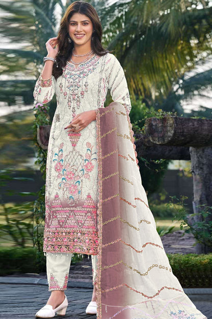 SHAFNUFAB Women's Georgette Ethnic Wear for WomenSemi Stitched sarara Suit Pakistani Suit  SF311445