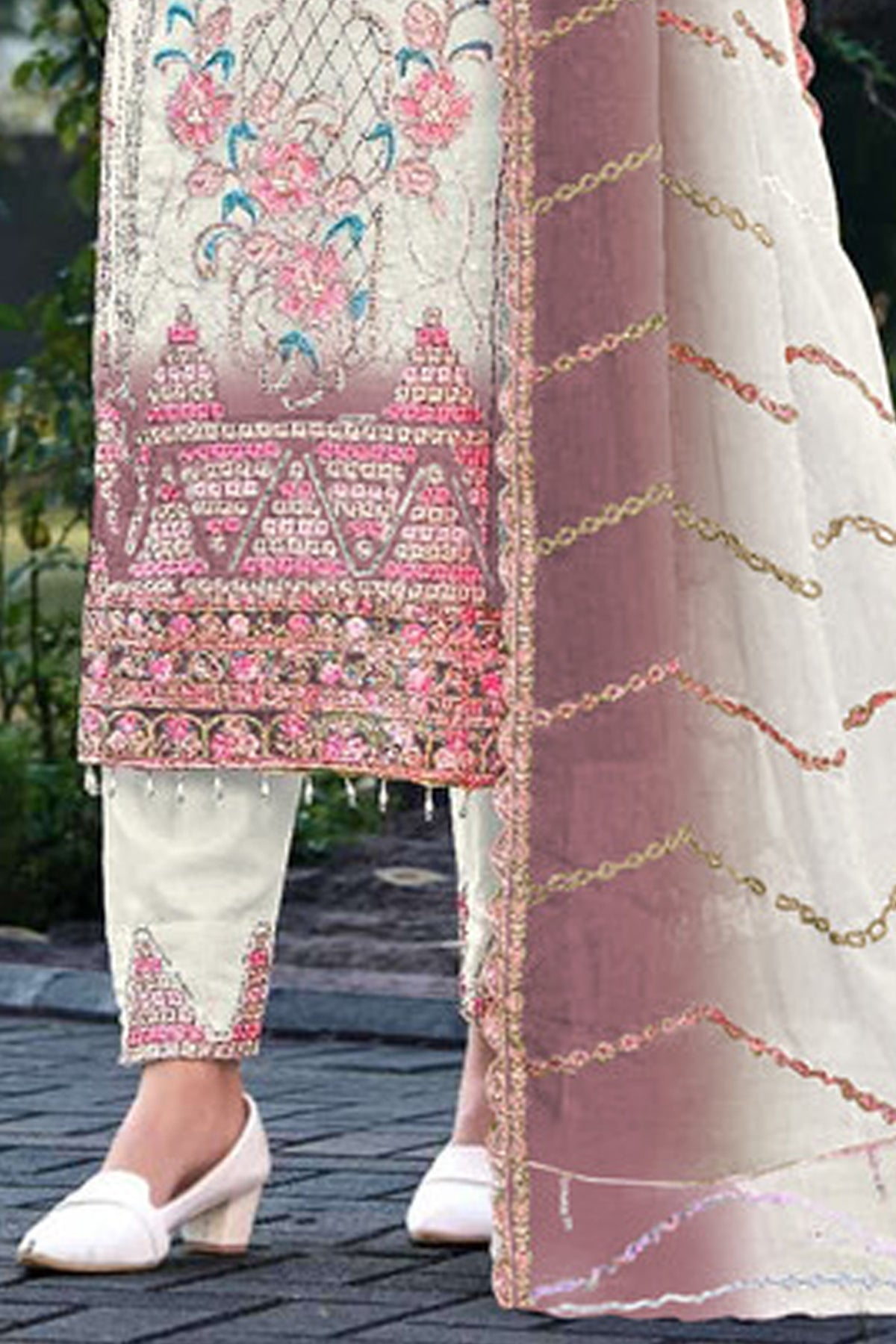 SHAFNUFAB Women's Georgette Ethnic Wear for WomenSemi Stitched sarara Suit Pakistani Suit  SF311445