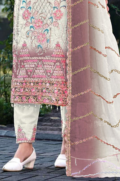 SHAFNUFAB Women's Georgette Ethnic Wear for WomenSemi Stitched sarara Suit Pakistani Suit  SF311445