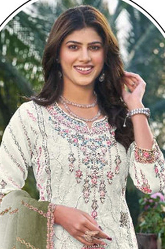 SHAFNUFAB Women's Georgette Ethnic Wear for WomenSemi Stitched sarara Suit Pakistani Suit SF311446