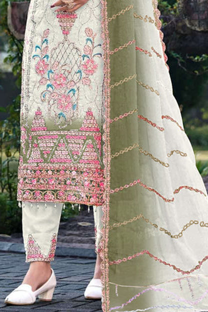 SHAFNUFAB Women's Georgette Ethnic Wear for WomenSemi Stitched sarara Suit Pakistani Suit  SF311446