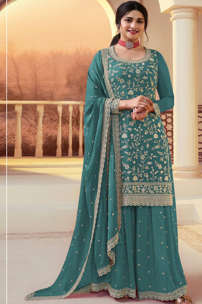SHAFNUFAB Women's Georgette Ethnic Wear for WomenSemi Stitched sarara Suit Pakistani Suit  SF311526