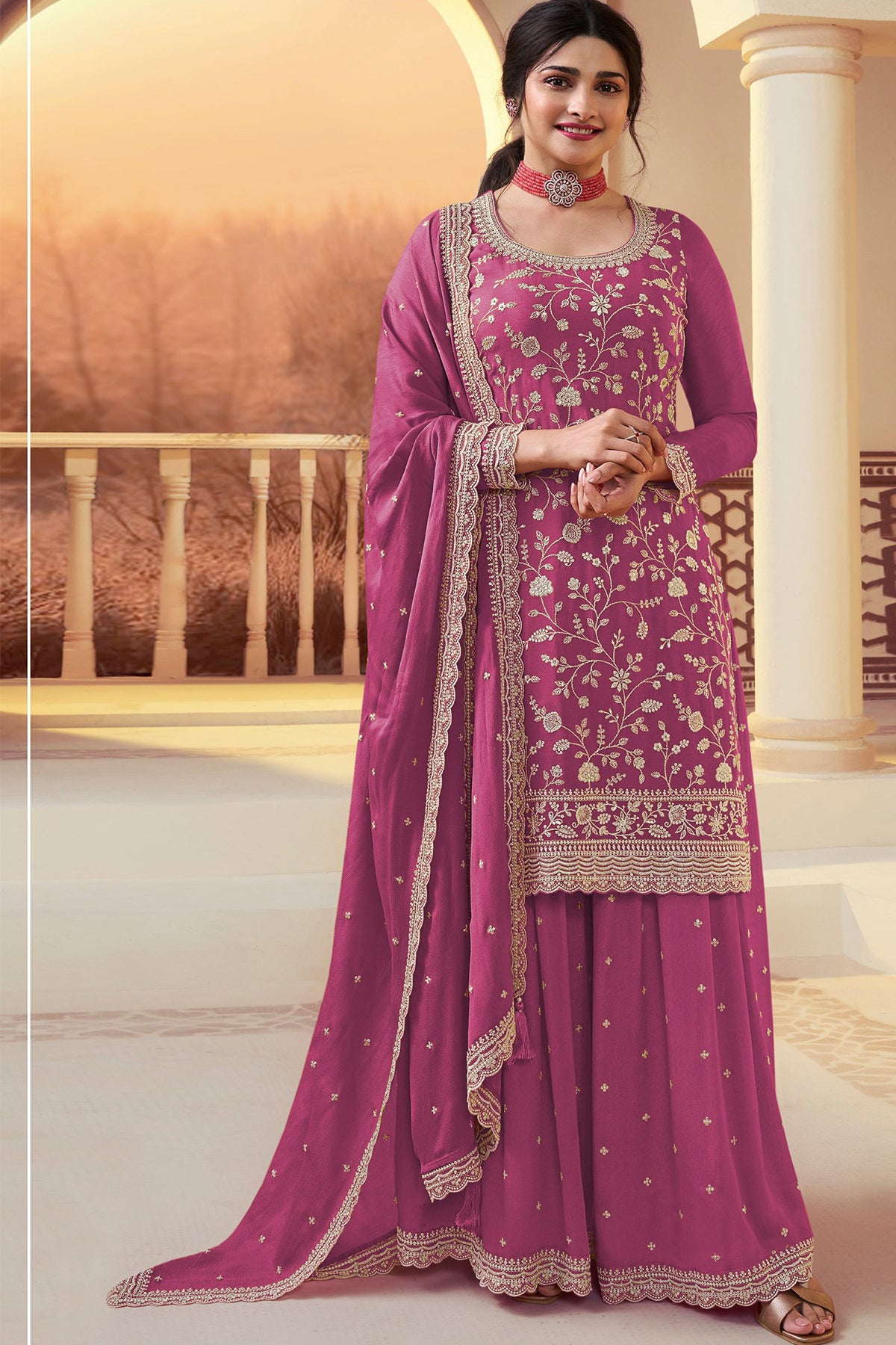 SHAFNUFAB Women's Georgette Ethnic Wear for WomenSemi Stitched sarara Suit Pakistani Suit  SF311528