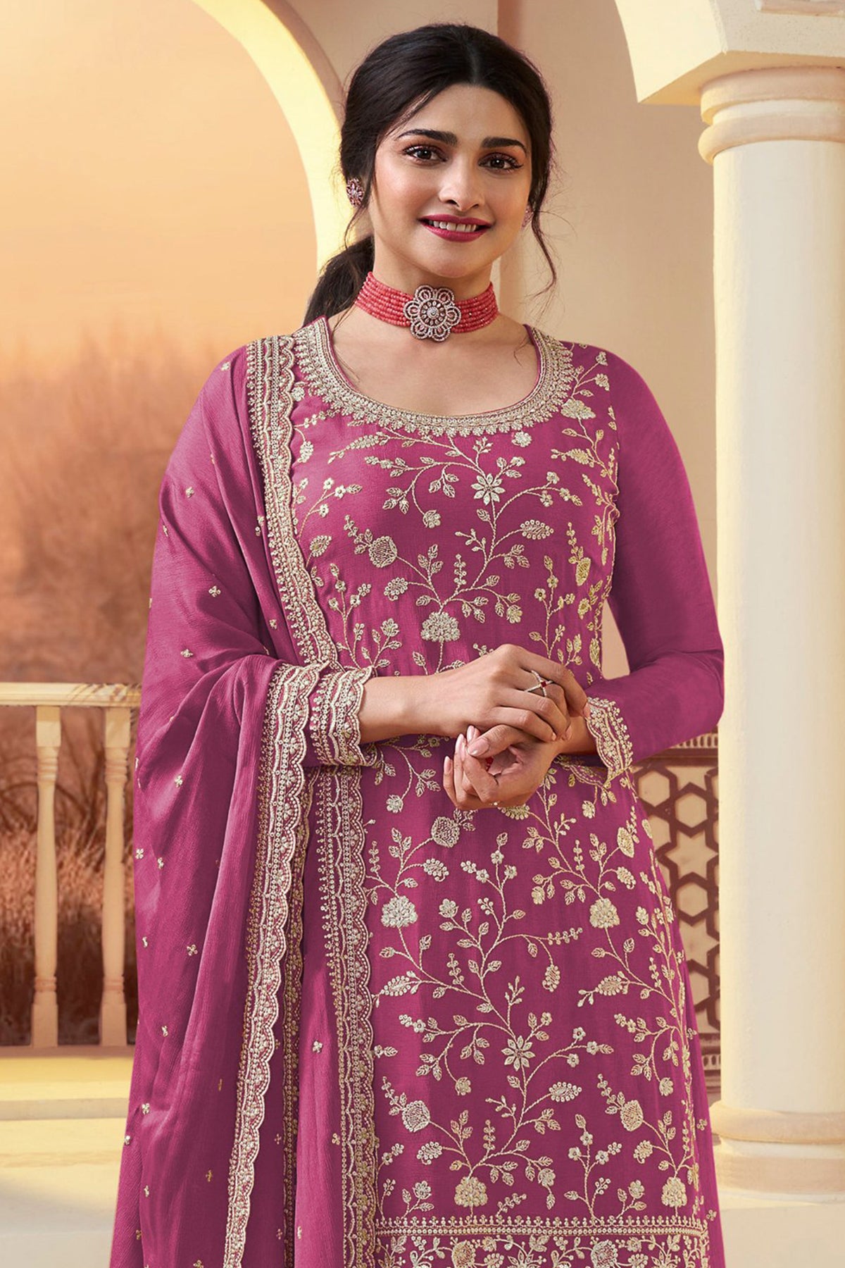SHAFNUFAB Women's Georgette Ethnic Wear for WomenSemi Stitched sarara Suit Pakistani Suit  SF311528