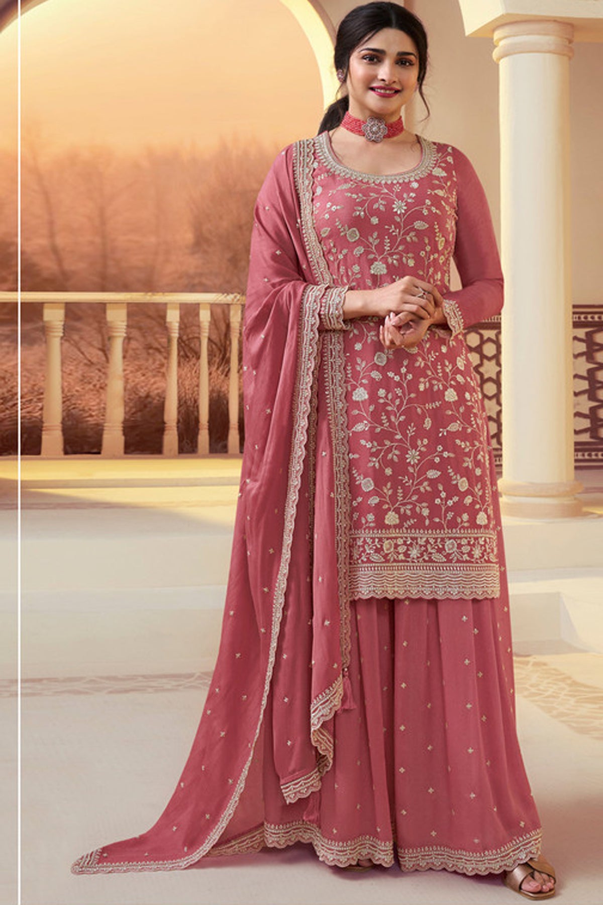 SHAFNUFAB Women's Georgette Ethnic Wear for WomenSemi Stitched sarara Suit Pakistani Suit  SF311529