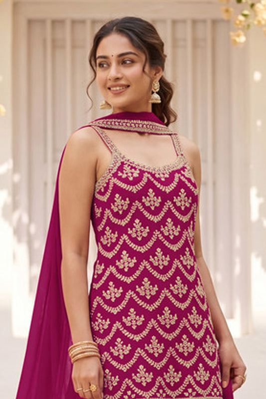 SHAFNUFAB Women's Georgette Ethnic Wear for WomenSemi Stitched sarara Suit Pakistani Suit  SF311530
