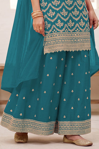 SHAFNUFAB Women's Georgette Ethnic Wear for WomenSemi Stitched sarara Suit Pakistani Suit  SF311531