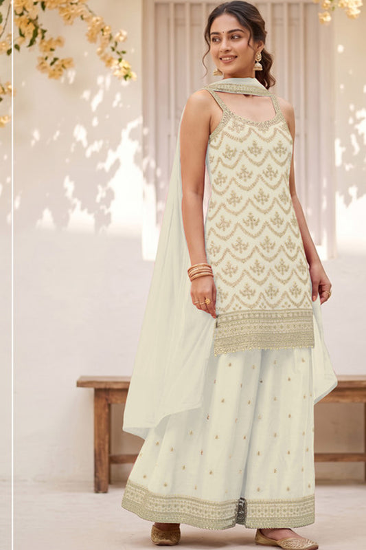 SHAFNUFAB Women's Georgette Ethnic Wear for WomenSemi Stitched sarara Suit Pakistani Suit  SF311532