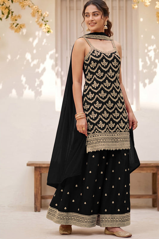 SHAFNUFAB Women's Georgette Ethnic Wear for WomenSemi Stitched sarara Suit Pakistani Suit  SF311533