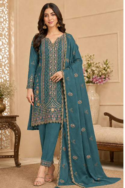 SHAFNUFAB Women's Georgette Ethnic Wear for WomenSemi Stitched sarara Suit Pakistani Suit  SF311534